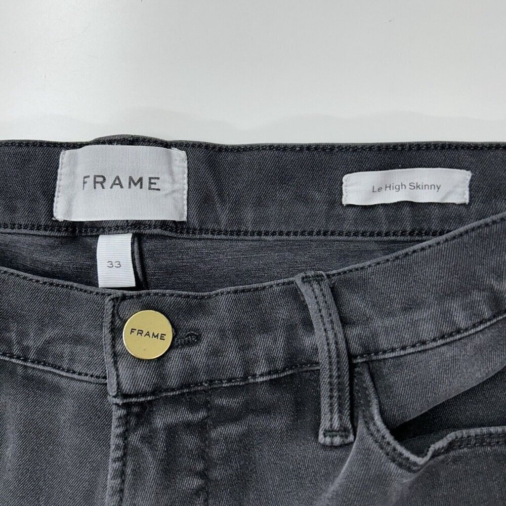 Frame Le High Skinny Jeans Womens Size 33 Short Crop Black Gray - Picture 3 of 9
